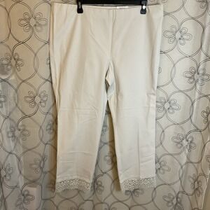 Women's Alfani White Skinny Leg Comfort Waist Ankle Pants Lace Bottom Size 18